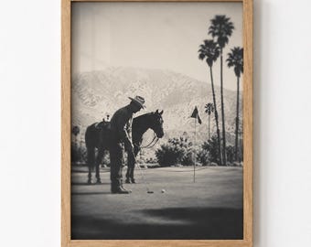 Palm Springs Western Cowboy Horse Golf Poster Wall Art Digital Download