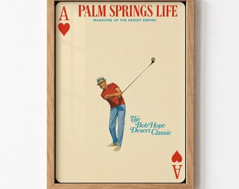 Palm Springs Bob Hope Vintage Playing Golf Card Wall Art Digital Download