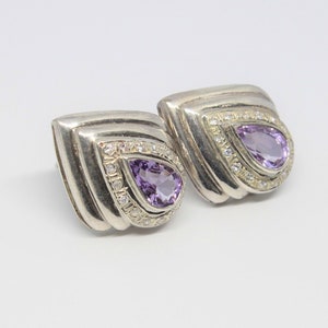 Amethyst and Crystal Accents Sterling Silver Earrings