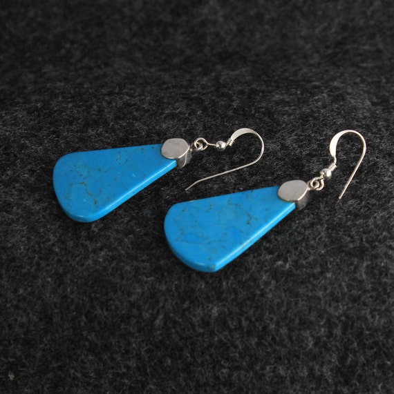 Turquoise Petite Drop Silver Earrings - image 3