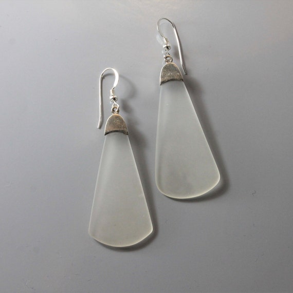 Crystal and Silver Petal Elongated Drop Earrings - image 1