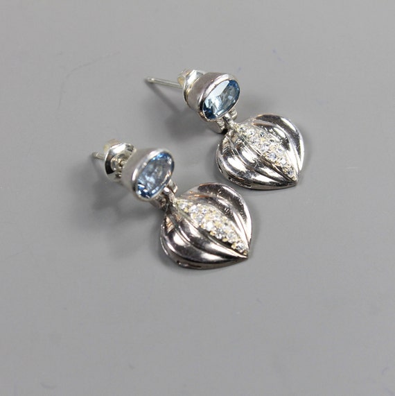 Blue Topaz and Crystal Swing Silver Earrings - image 2