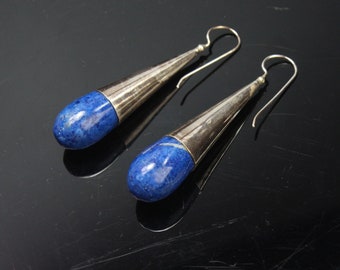 Sodalite Large Teardrop Sterling Silver Earrings