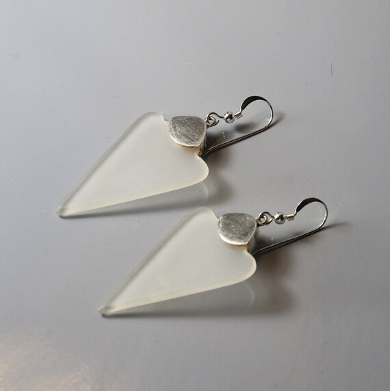 Crystal Geometric Drop Silver Earrings - image 5