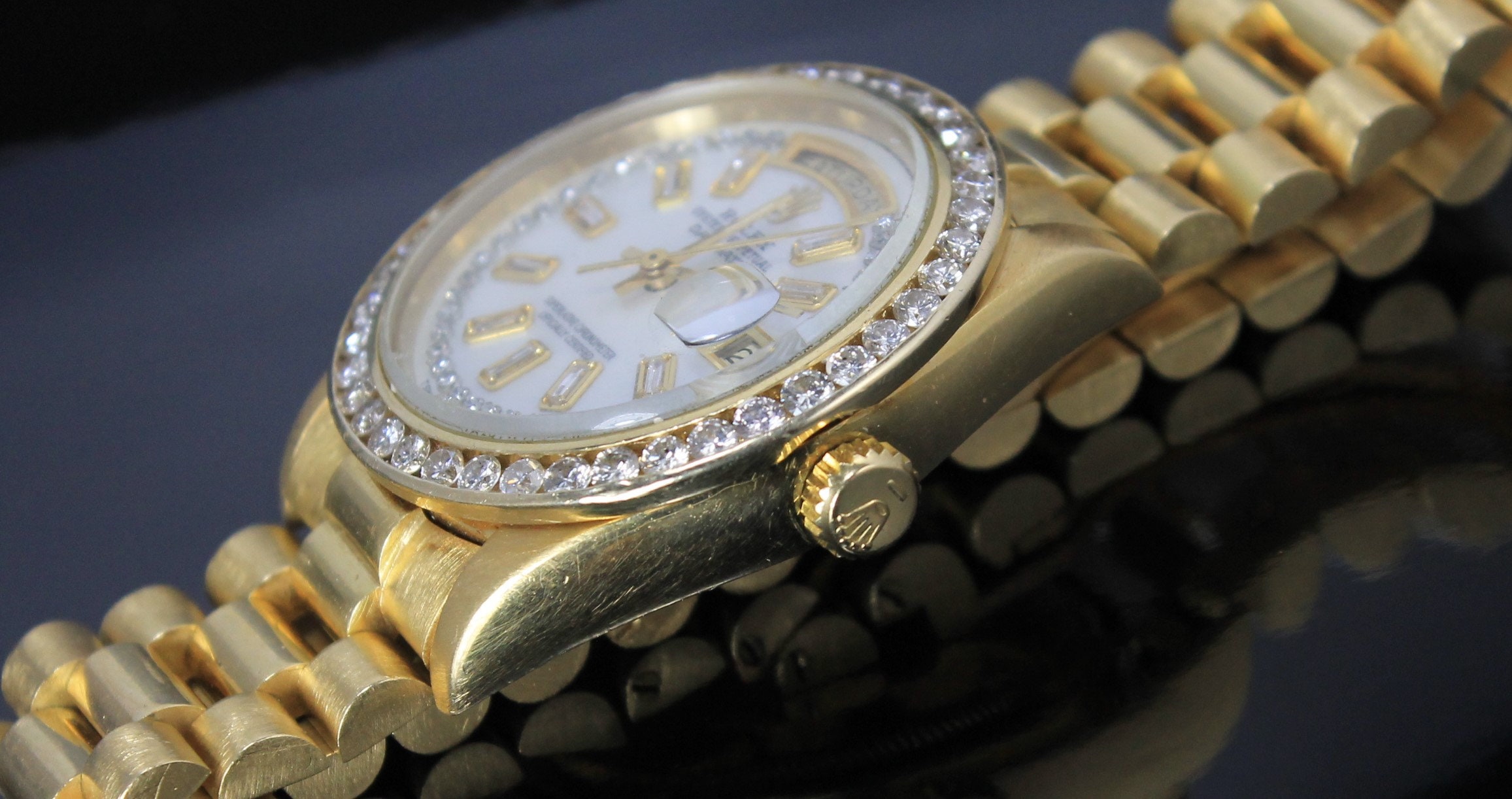 18K Yellow Gold Diamond Rolex President Wrist Watch Etsy Singapore