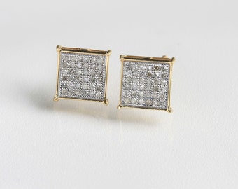 14kt Gold Diamond Square Earrings