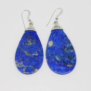 Lapis Lazuli Drop Earrings with Silver French Hooks