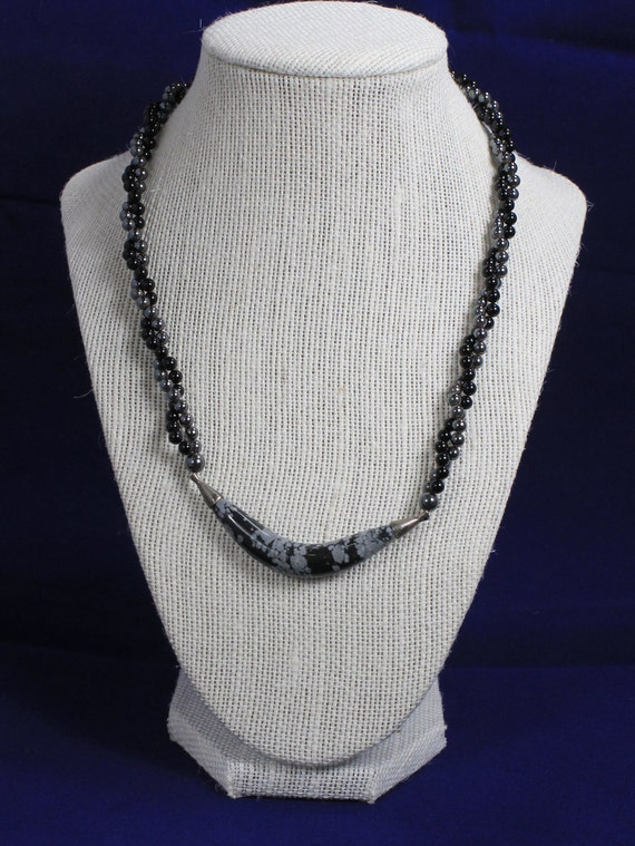 Hematite and Onyx Twisted Necklace