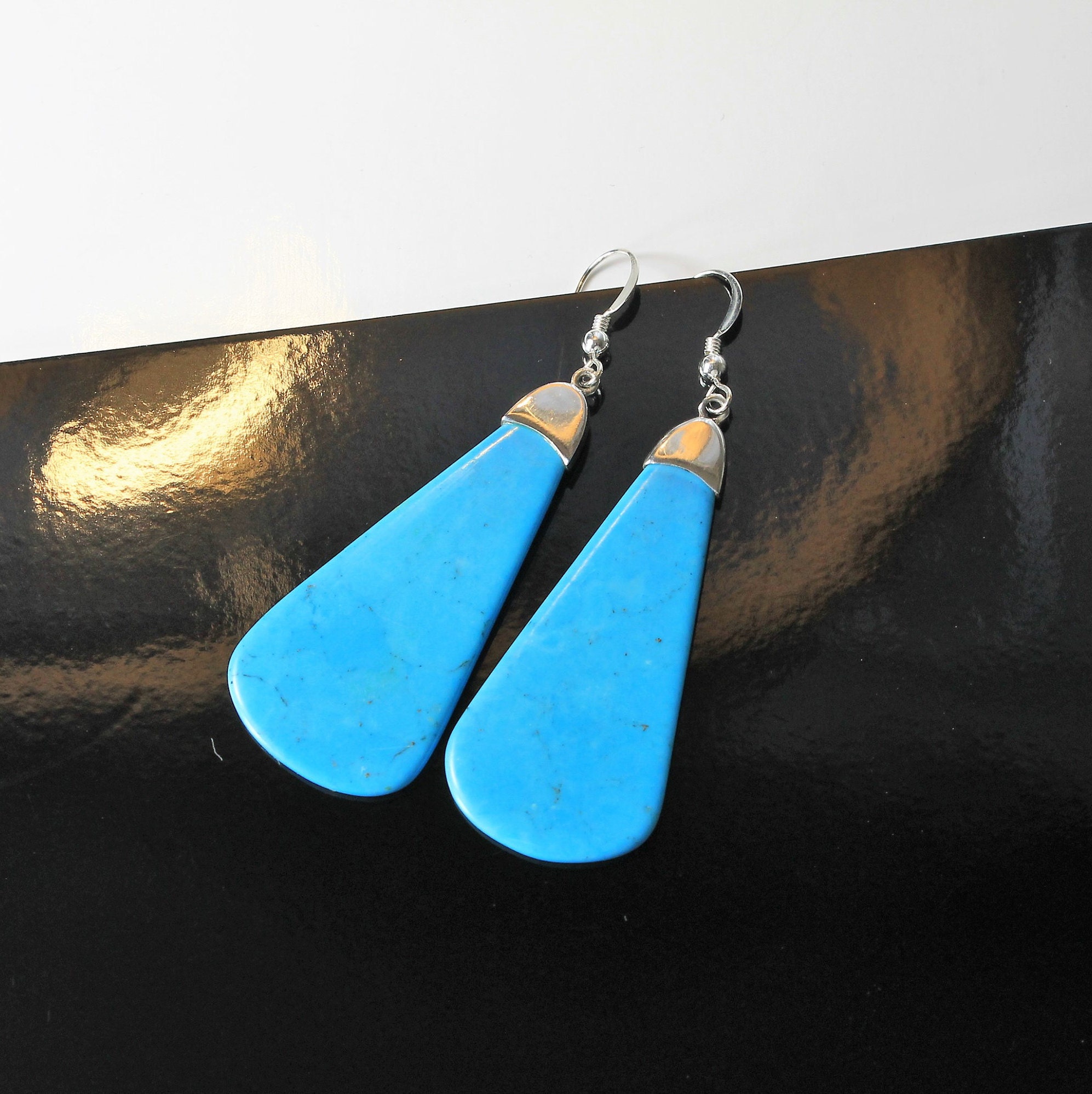 Boucles D'oreilles Argent 925 Lobe - Marguerite Turquoise & Corail