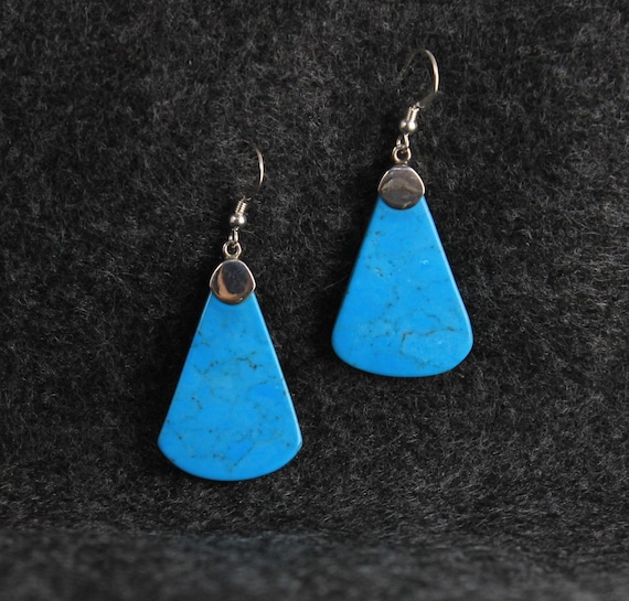 Turquoise Petite Drop Silver Earrings - image 1