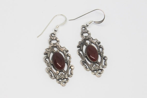 Carnelian Sterling Silver Dangle Earrings - image 1