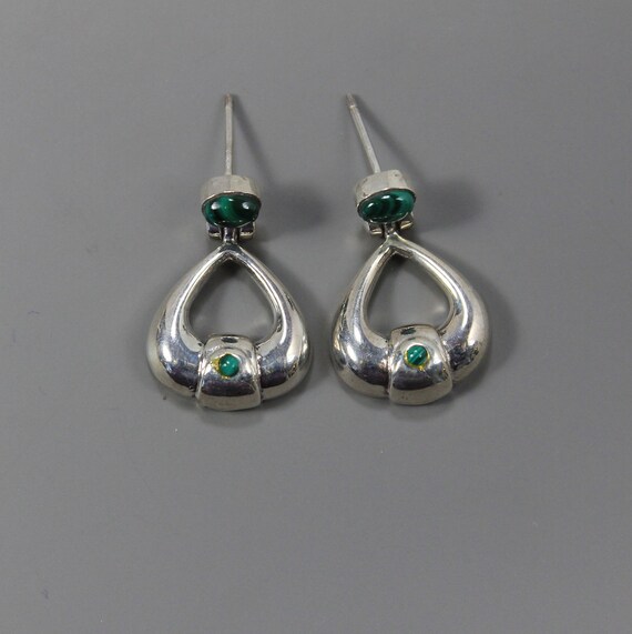 Malachite Silver Drop earrings - image 1