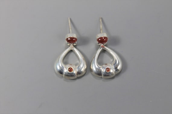 Carnelian Silver Drop Earrings - image 1