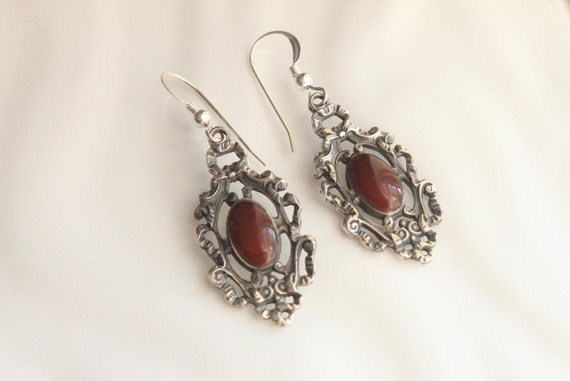Carnelian Sterling Silver Dangle Earrings - image 2