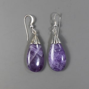 Amethyst Drop Silver Earrings