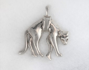Sterling Silver Mountain Lion Pendant 3-D Big Cat Wild Animal