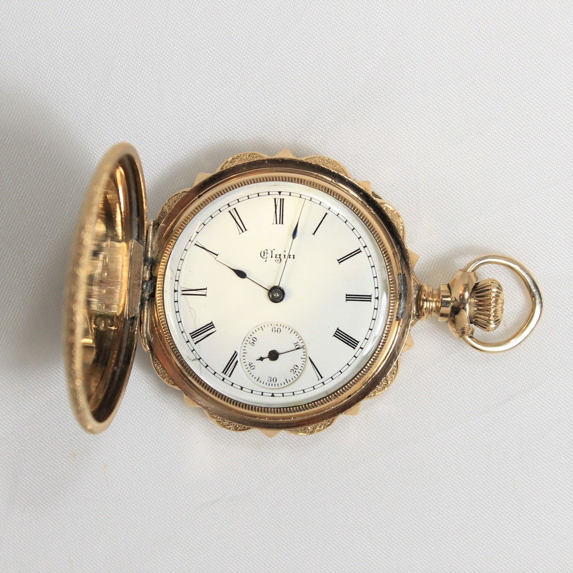 Vintage Elgin 14K Yellow Gold Ladies Hunting Case Pocket Watch Etsy