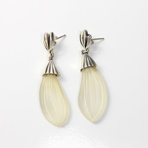 Crystal Carved Petal Drop Sterling Silver Earrings