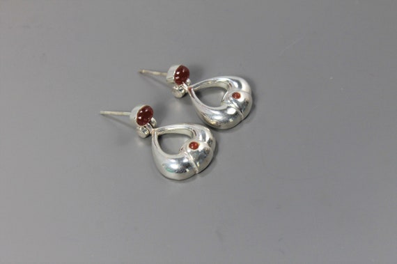 Carnelian Silver Drop Earrings - image 2