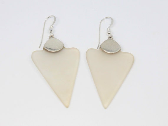 Crystal Geometric Drop Silver Earrings - image 2