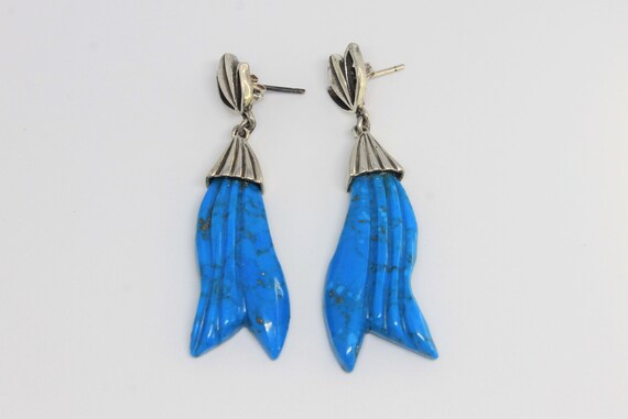 Turquoise Siren Tail Drop Silver Earrings