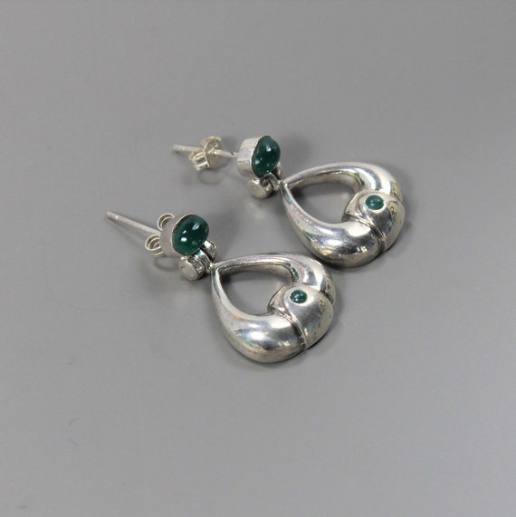 Malachite Silver Drop earrings - image 2