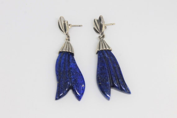 Lapis Lazuli Siren Tail Drop Silver Earrings - image 1