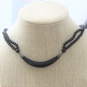 Onyx Double Strand Necklace with Silver Clasp