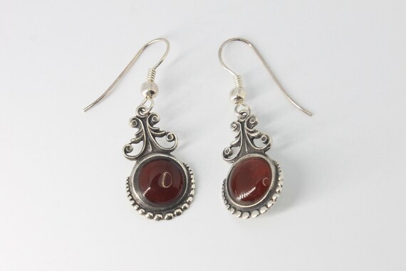 Carnelian Scroll Drop Silver Earrings - image 4