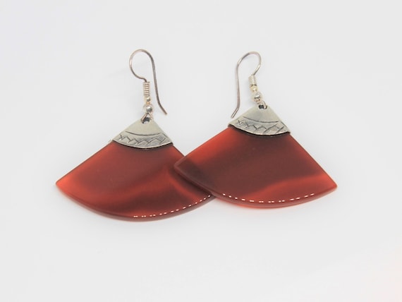 Carnelian Geometric Sterling Silver Earrings