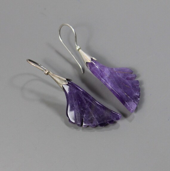 Amethyst Leafdrop Silver Earrings - image 3