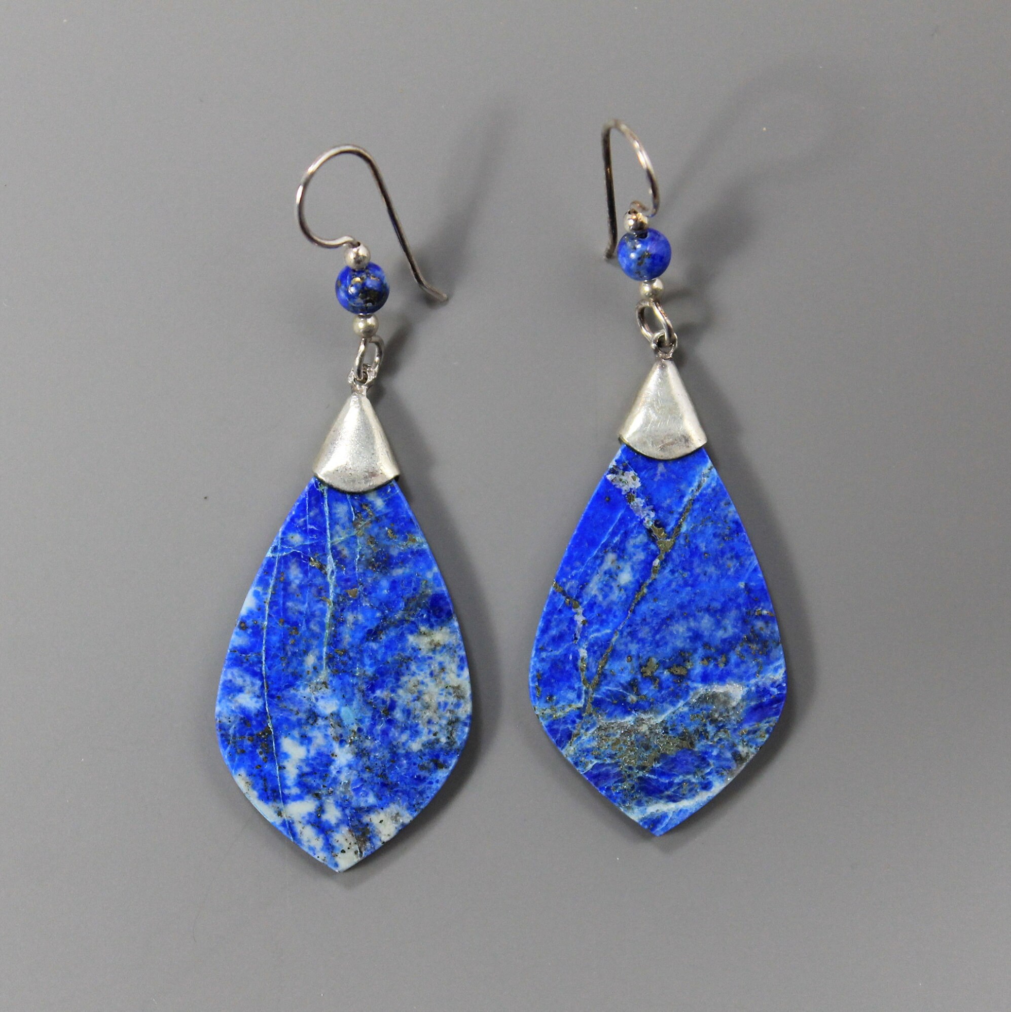 Boucles D'oreilles Pendantes En Sodalite (perle 6mm) Et Argent 925 - Fermoir Dormeuse