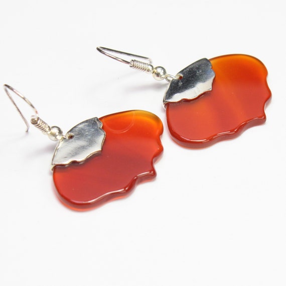 Carnelian Bohemian Petal and Sterling Silver Earr… - image 1