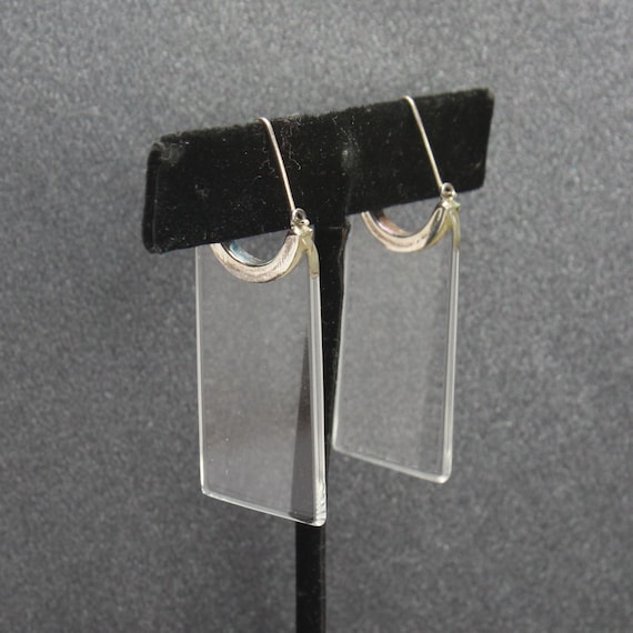 Crystal Bar Dangle Drop Silver Earrings - image 1