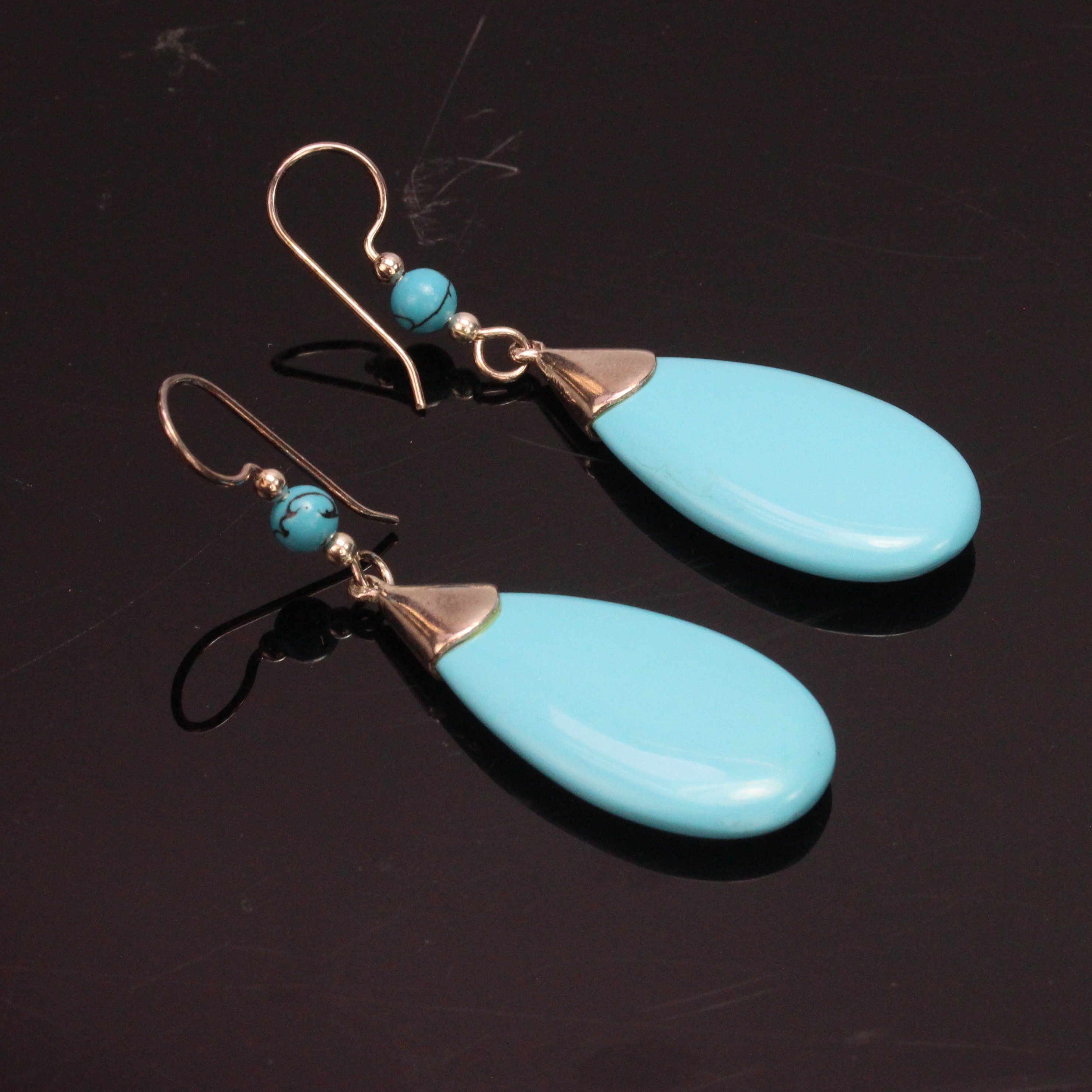 Turquoise Sterling Silver Classic Teardrop Earrings Etsy