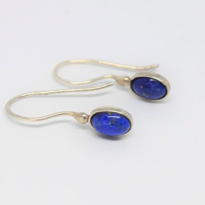 Lapis Lazuli and Sterling Silver Oval Drop Earrings