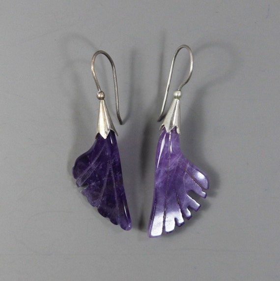 Amethyst Leafdrop Silver Earrings - image 2