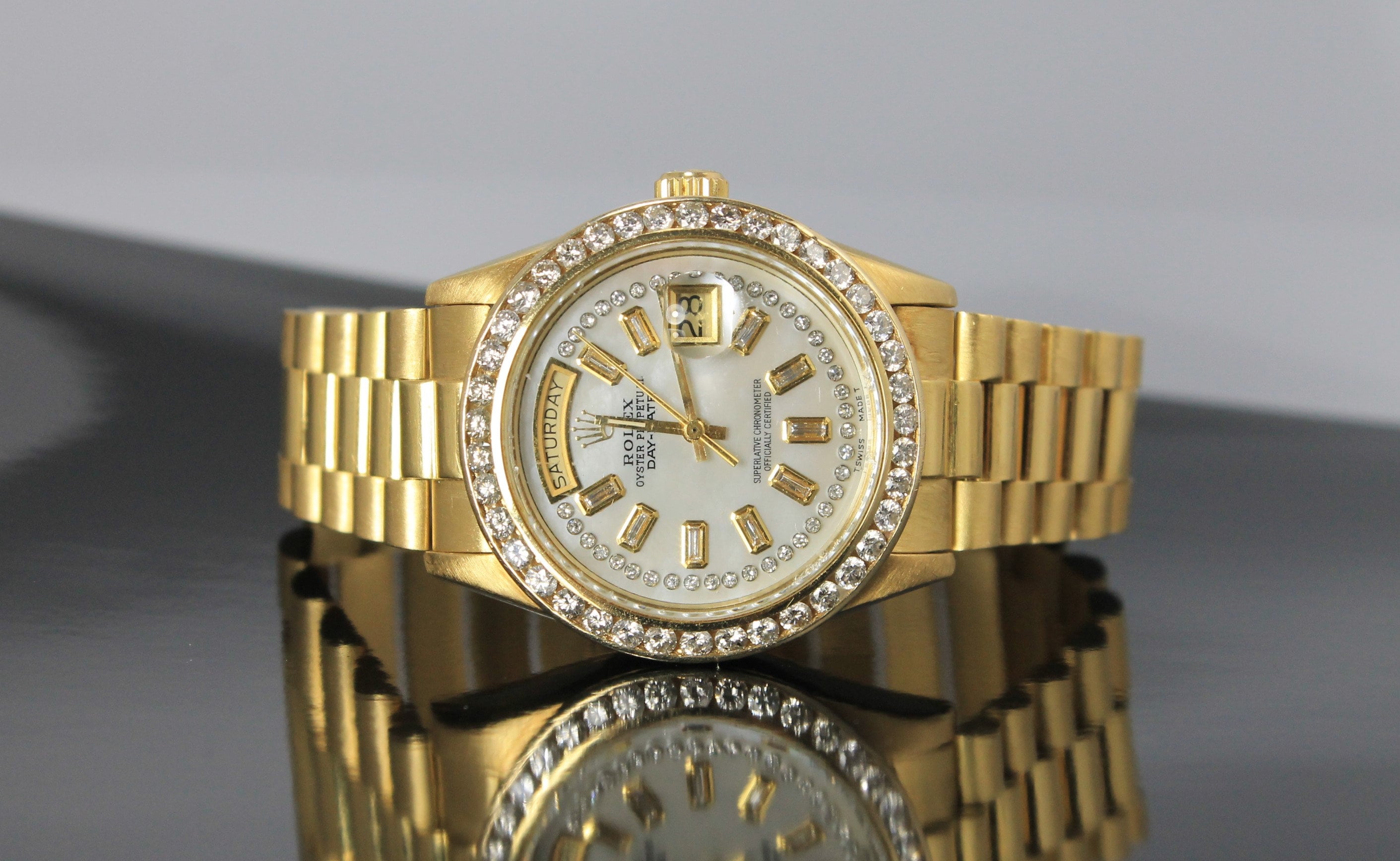 Yellow Gold Diamond Rolex President Wrist Etsy