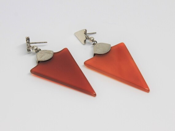 Carnelian Geometric Drop Silver Earrings - image 3