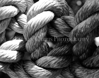 Alle gebonden up-nautische fotografie-Boaters Knot-zwart-wit macro fotografie