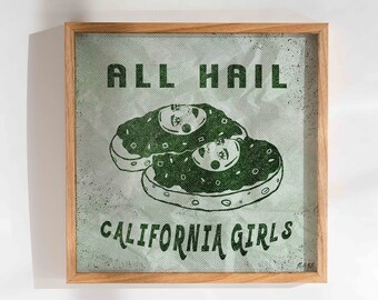 CALIFORNIA Girls Art Print | Avocado Toast Artwork, West Coast Home Decor, California State Drawing for Wall