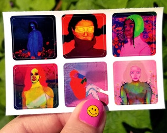 Space Girls Mini Stickers | Glossy Sticker Sheet, Decal Set, Moody, Futuristic, Sci-fi, Dark Surreal Artwork, Colorful, Small Stickers