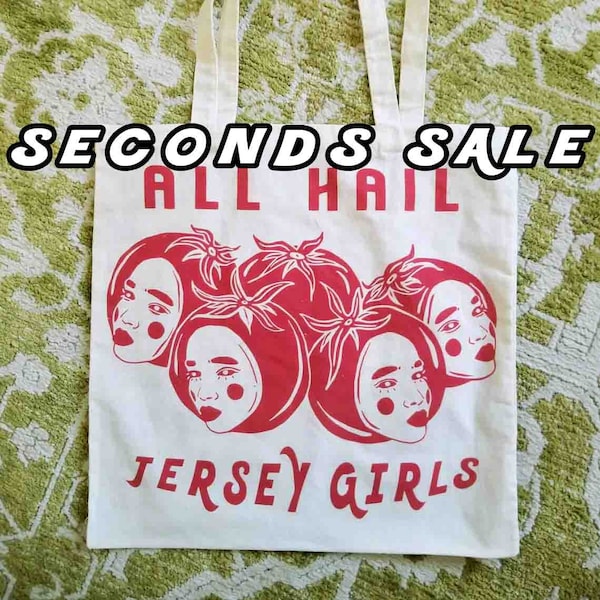 SECONDS SALE Jersey Girls Tote Bag | New Jersey Canvas Tote Bag, NJ Gift for her, East Coast Cotton Tote Bag