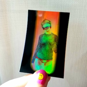 HOLOGRAPHIC Future Slice Sticker | Glossy Sci-fi Sticker, Aesthetic Futuristic Space Art, Holo Vinyl Decal, Dreamy Cosmic Sticker Art