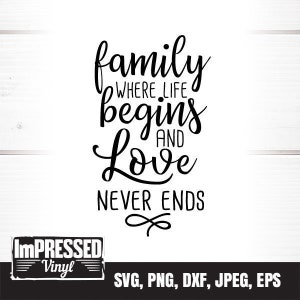 Famille où la vie commence et l’amour ne se termine jamais SVG- Téléchargement instantané