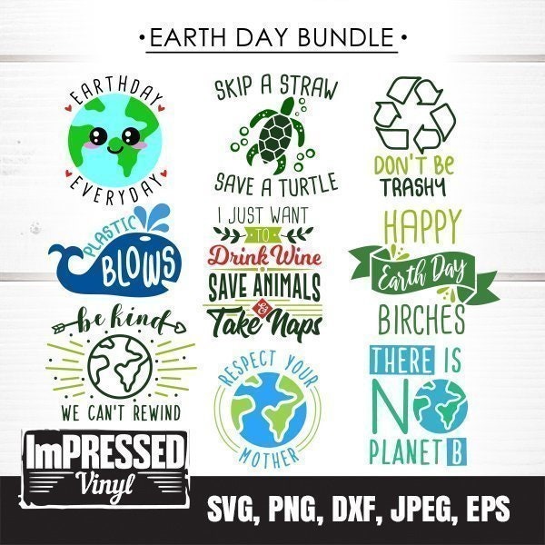 Earth Day SVG Bundle (9 Designs)- Instant Download