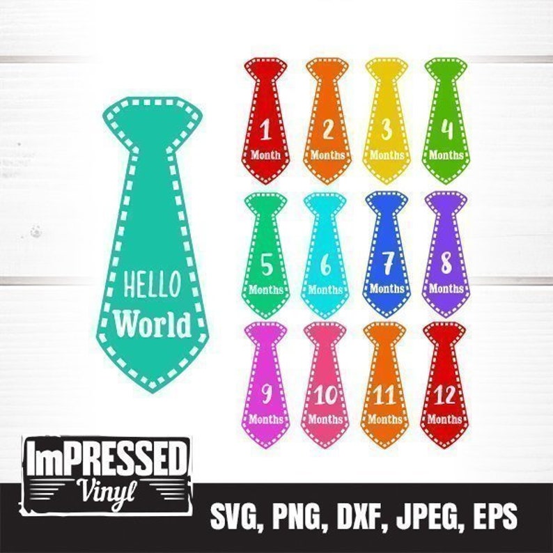 Download Baby Boys First Year Monthly Milestone Ties SVG Instant | Etsy