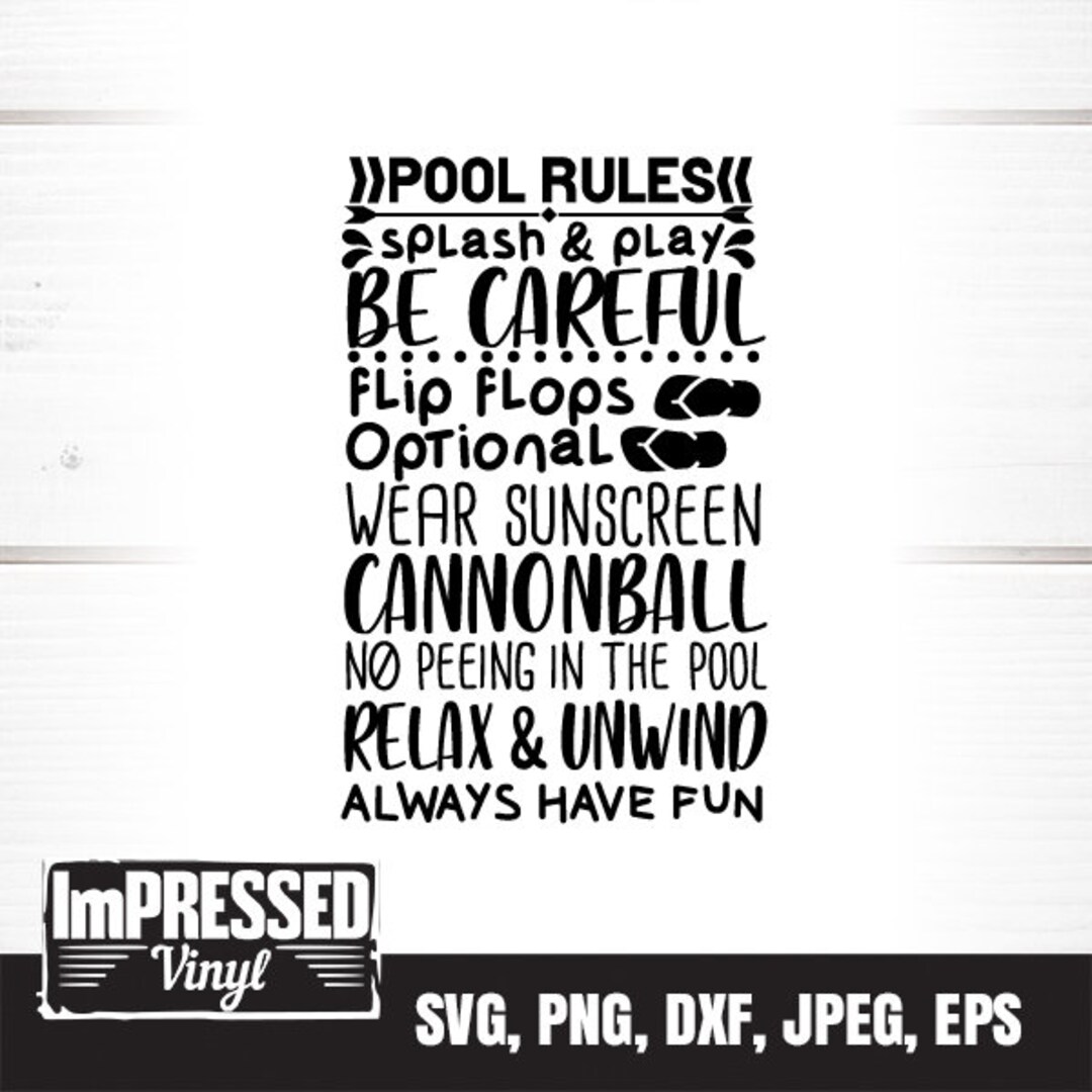 Pool Rules SVG Instant Download Etsy