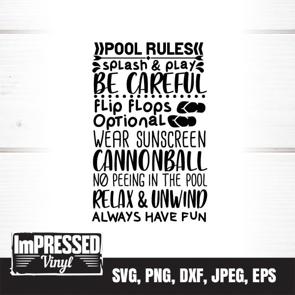 Pool Rules SVG- Instant Download - Etsy