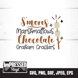 スモア マシュマロ チョコレート グラハム クラッカー SVG バンドル (3 デザイン) - 即時ダウンロード